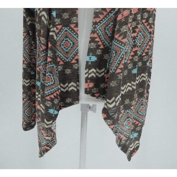 Aztec Print Cardigan Open Front Southwestern Boho Layering Festival Womens Small - Picture 4 of 9